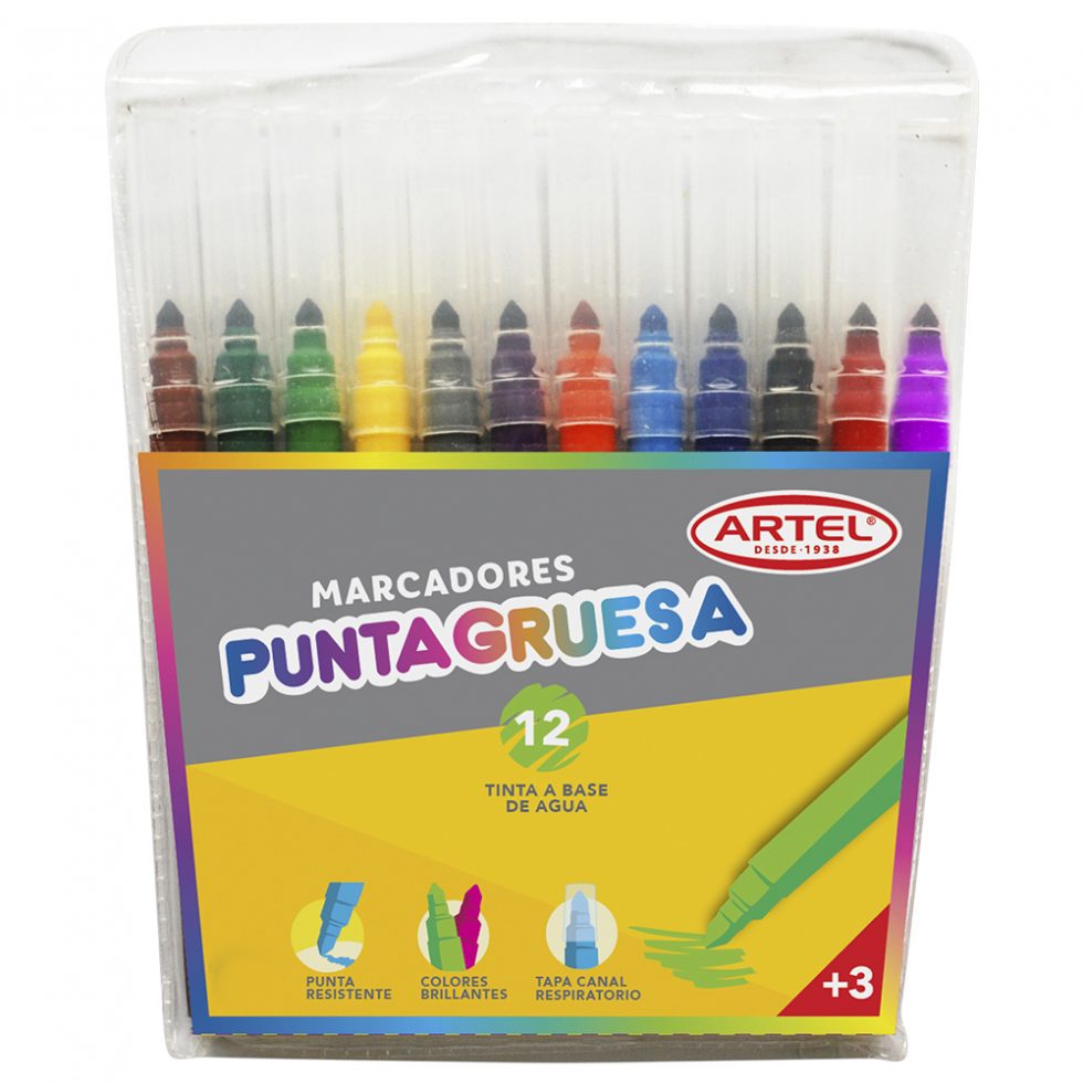 Set 12 Marcadores Scripto Punta Gruesa Artel