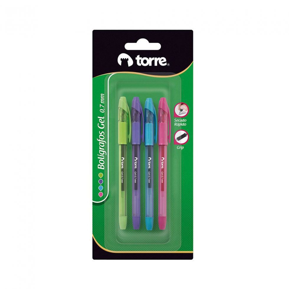 Set 4 Bolígrafos gel quick dry 0.7 mm.