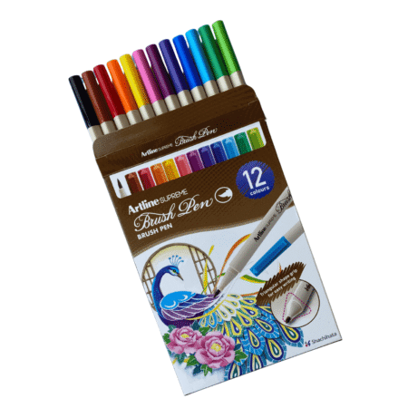 Set 12 Supreme Brush Pen Punta Fina Artline