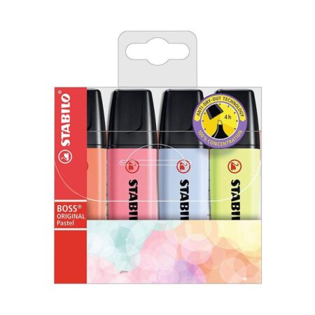 Set 4 Destacadores Stabilo Boss Pastel Limón
