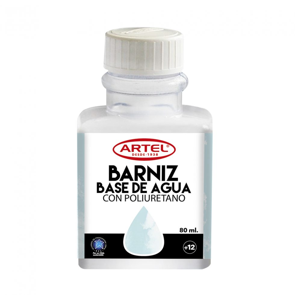 Barniz base de agua frasco 80 ml.