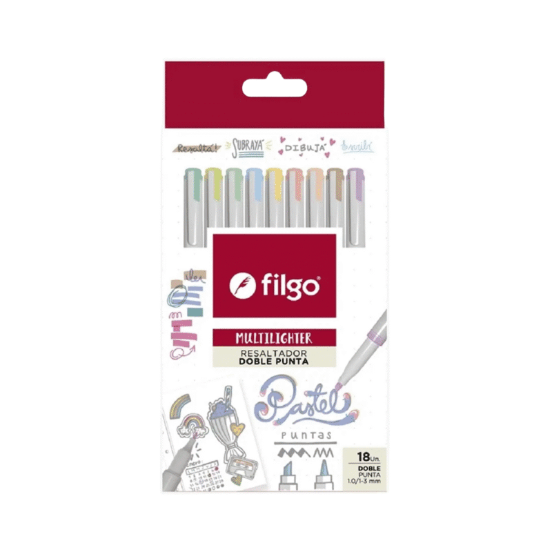 Set de 18 Destacadores Multilighter Pastel Doble Punta Filgo
