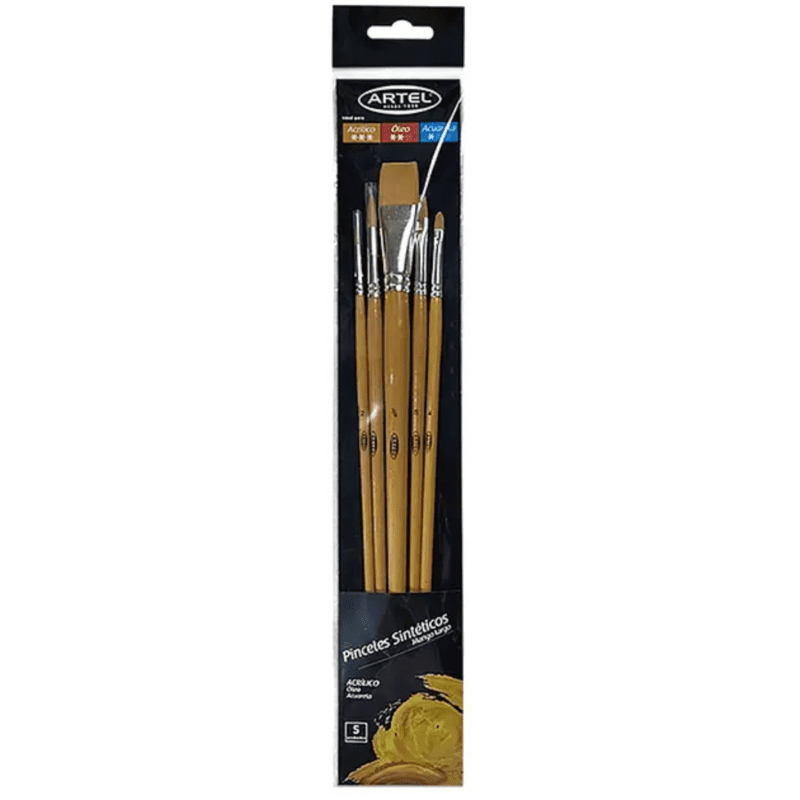 Set de 5 pinceles largos Acrílico Artel