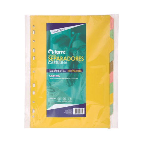 Set 10 Separadores de Carpeta Cartulina Carta Torre