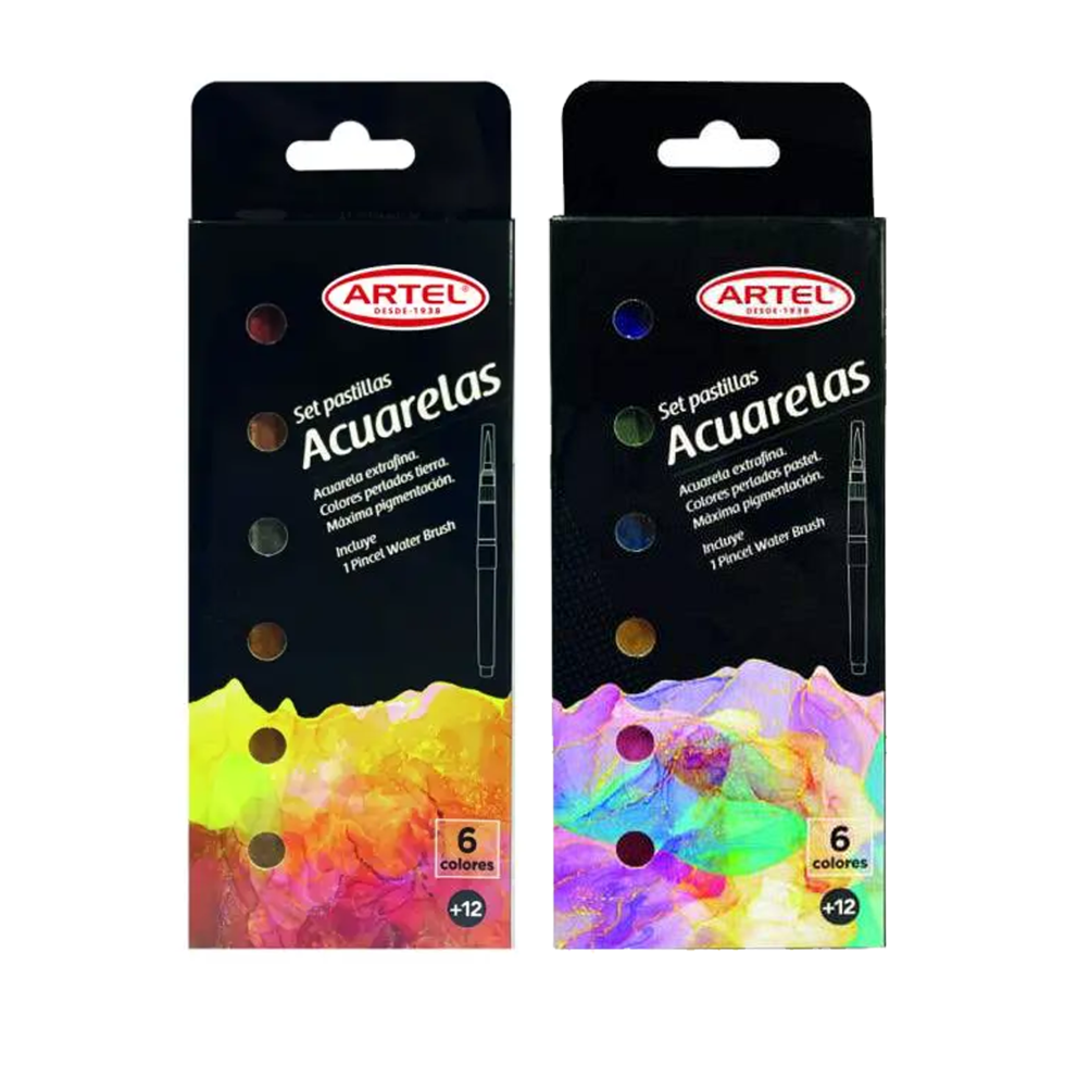 Set Acuarelas Pastillas Tonos Metálicos