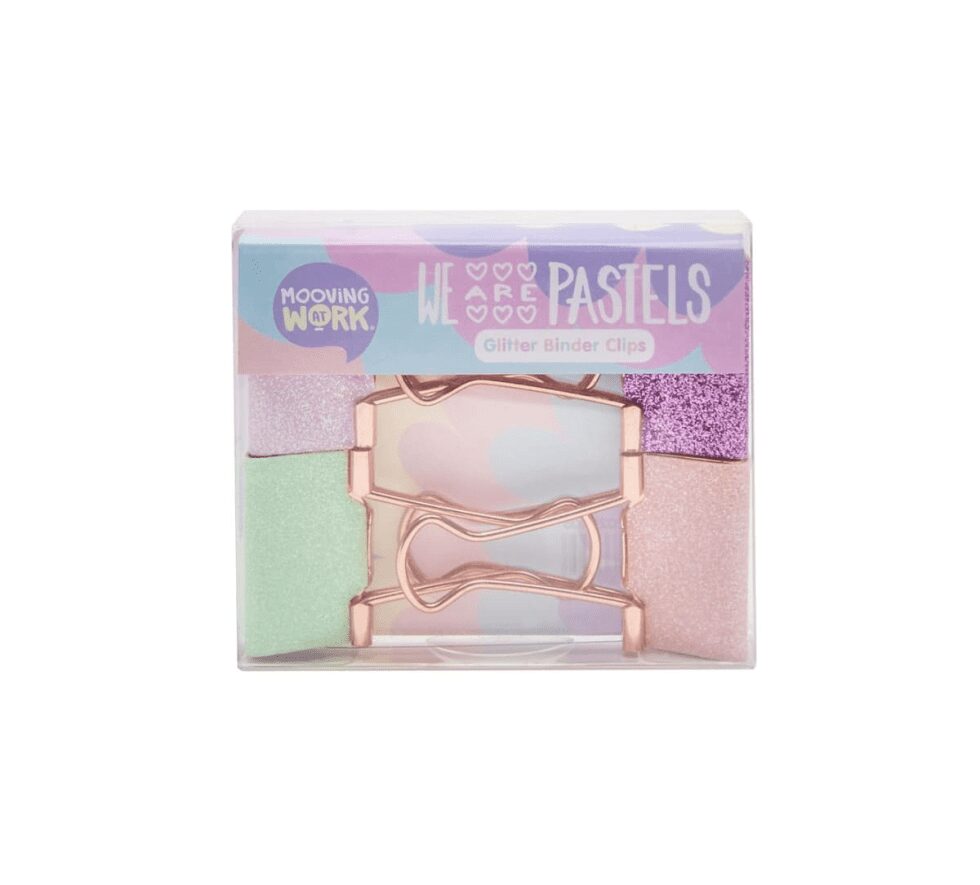 Set 4 Doble Clip Glitter Pastel Mooving
