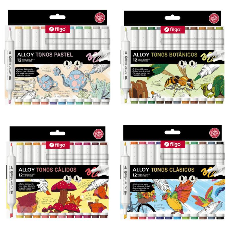 Set de 12 Marcadores doble punta ALLOY Filgo