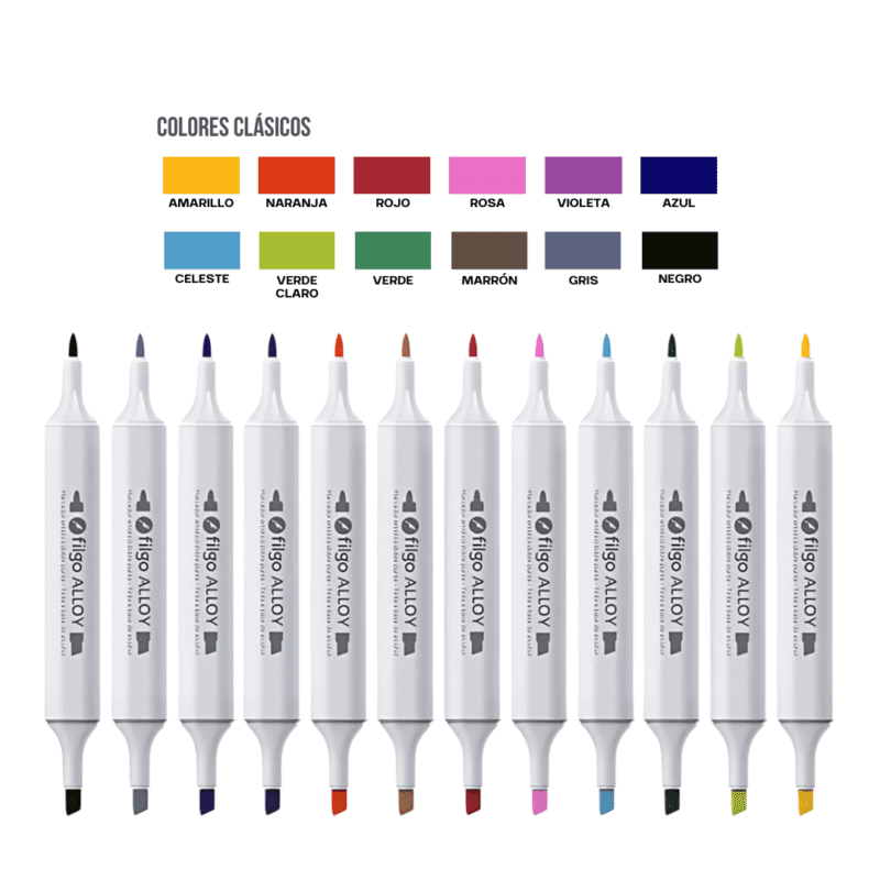 Set de 12 Marcadores doble punta ALLOY Filgo - Imagen 3