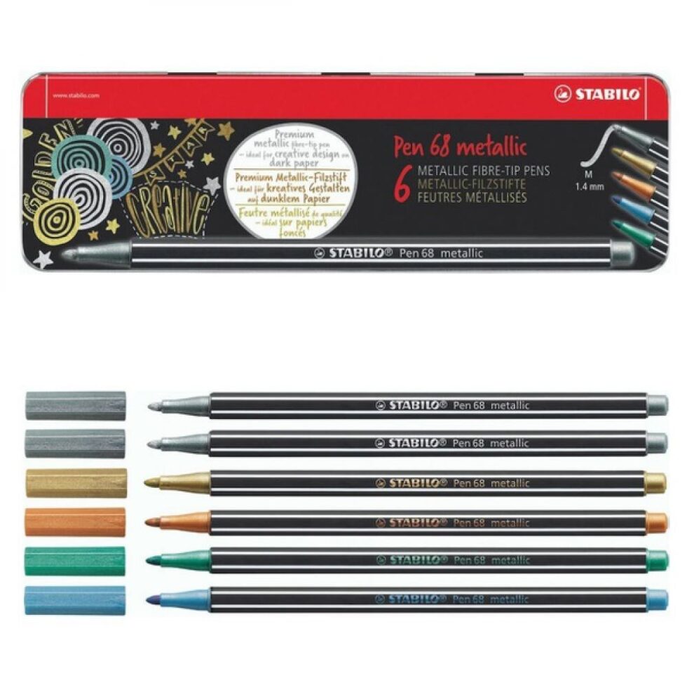Set 6 Marcadores Pen 68 Stabilo Metallic - Imagen 2