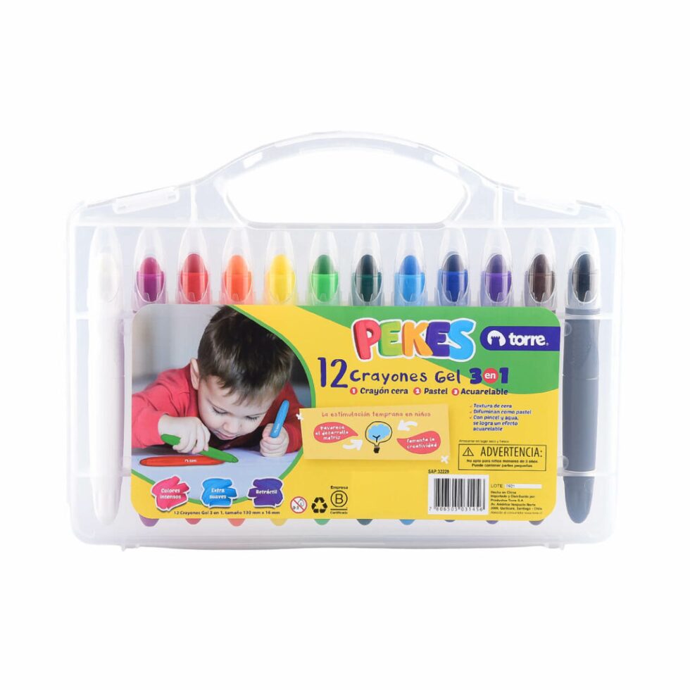 Set 12 Maxi Crayones Gel 3 en 1 Pekes Torre - Imagen 2