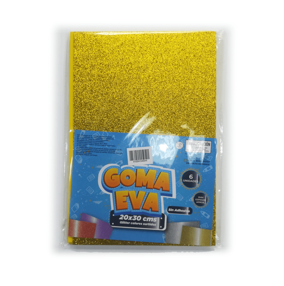Bolsón Goma Eva Glitter 6 unidades ( no autoadhesiva)