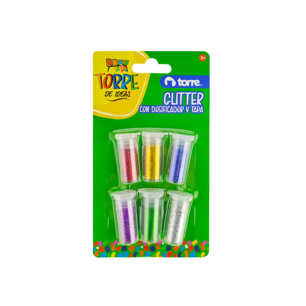 Set 6 Glitter con Dosificador y tapa Torre