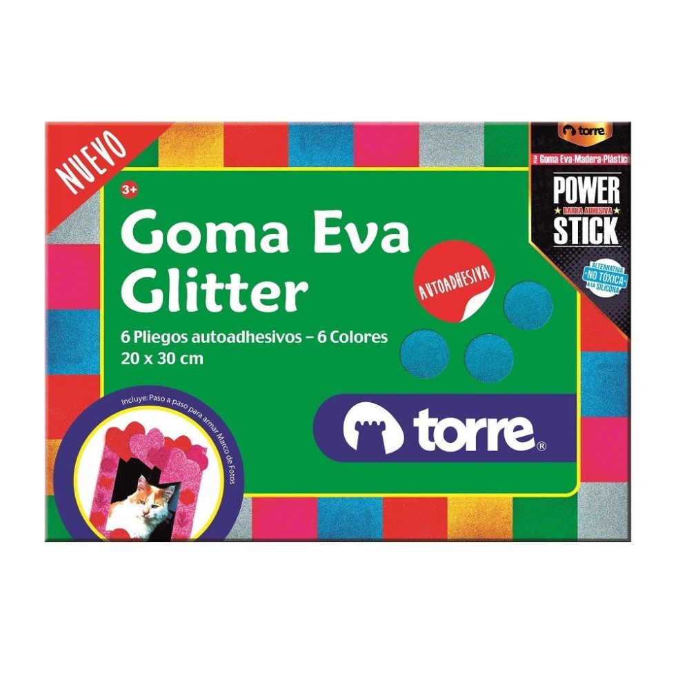 Bolson Goma eva glitter c/ adhesivo Torre