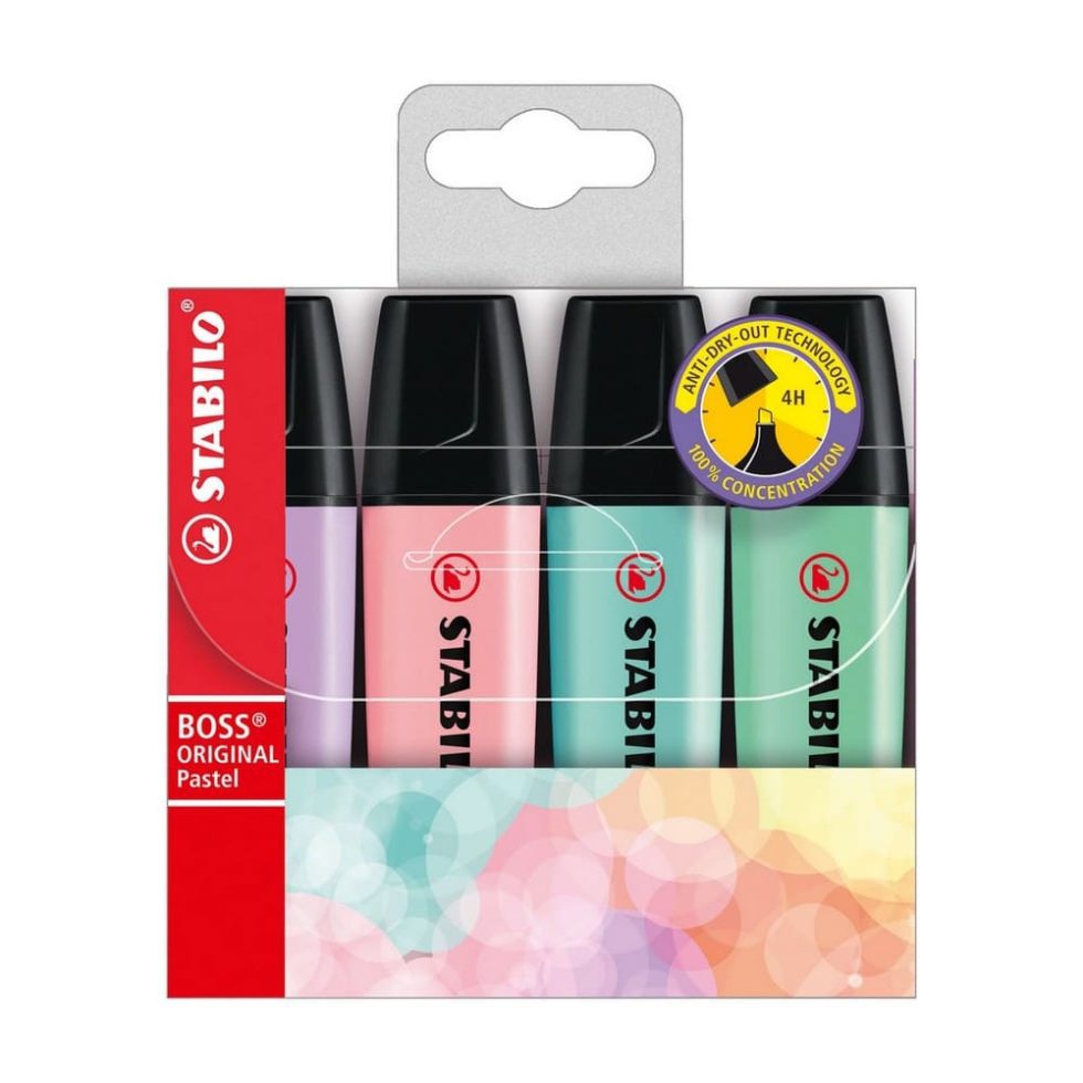 Set 4 Destacadores Stabilo Boss Pastel
