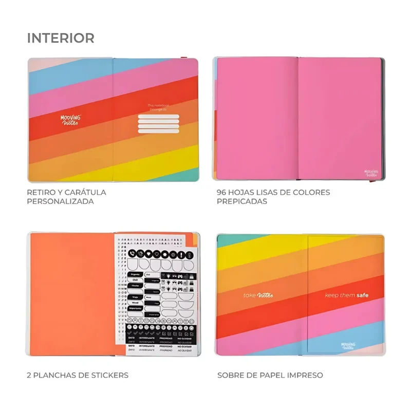 Libreta Empastada Rainbow A5 Colores Mooving - Imagen 2