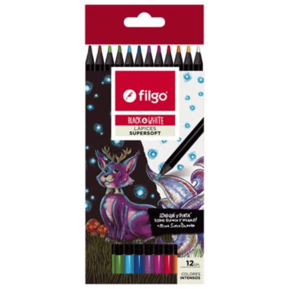 Set de 12 Lapices Black & White colores Filgo