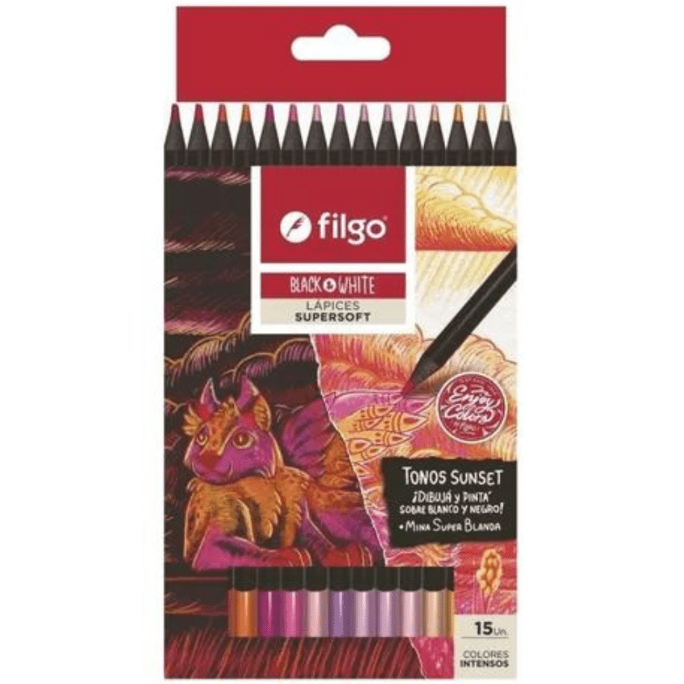 Set de 15 Lápices de colores Sunset Black & White Filgo