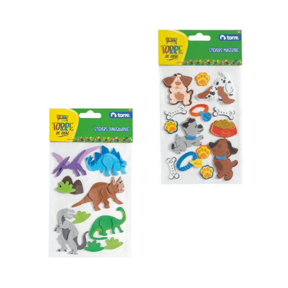 Set Stickers Goma Eva Animales Torre