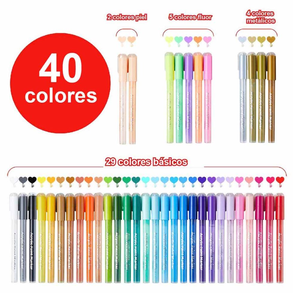40 Marcadores Acrílicos OHUHU - Imagen 2