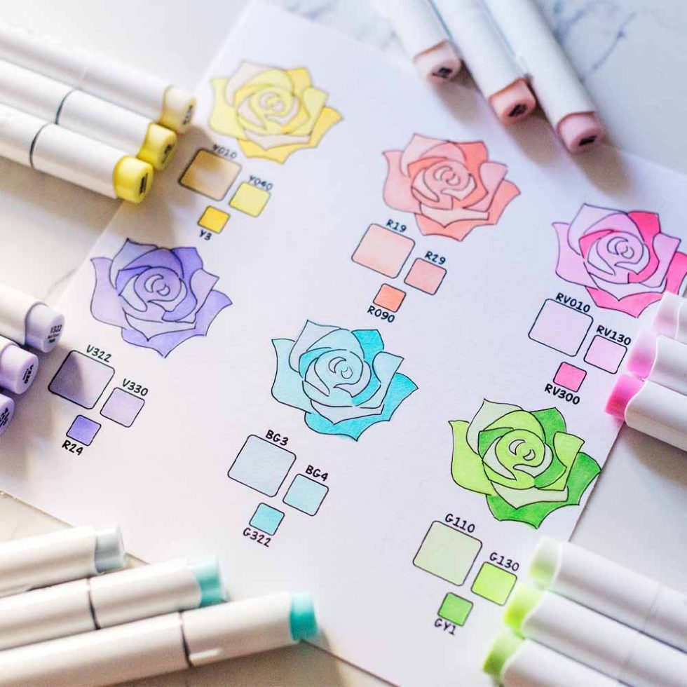 48 Marcadores de Alcohol Pastel OHUHU Blossoming Doble Punta - Imagen 4