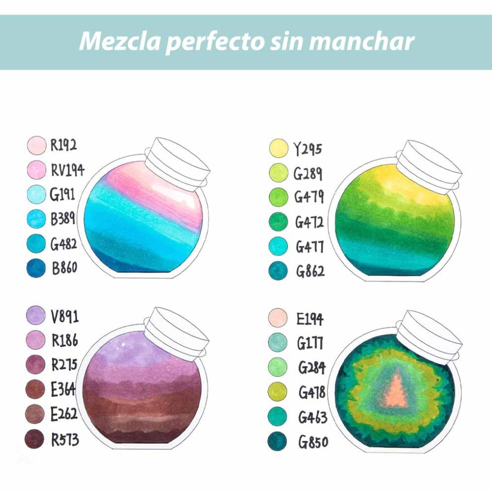 60 Marcadores de Alcohol + 1 Blender OHUHU Doble Punta - Paisajismo - Imagen 5