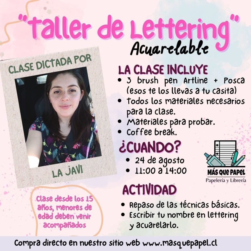 Taller Lettering Acuarelable sábado 24 de agosto