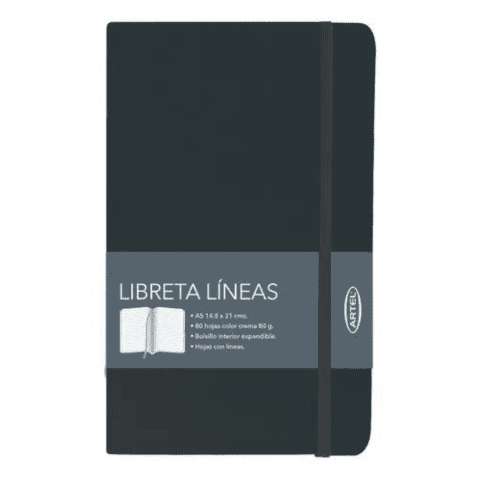 Libreta Negra A5 Líneas Artel