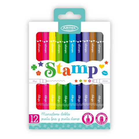 Set 12 Marcadores Stamp Doble Punta Artel