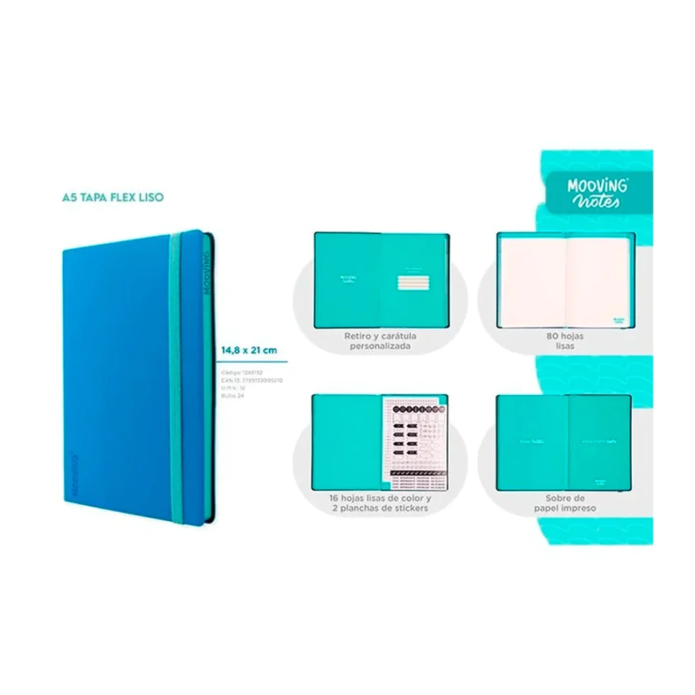 Libreta Notes Tapa Flex A5 Lisa Mooving - Imagen 5