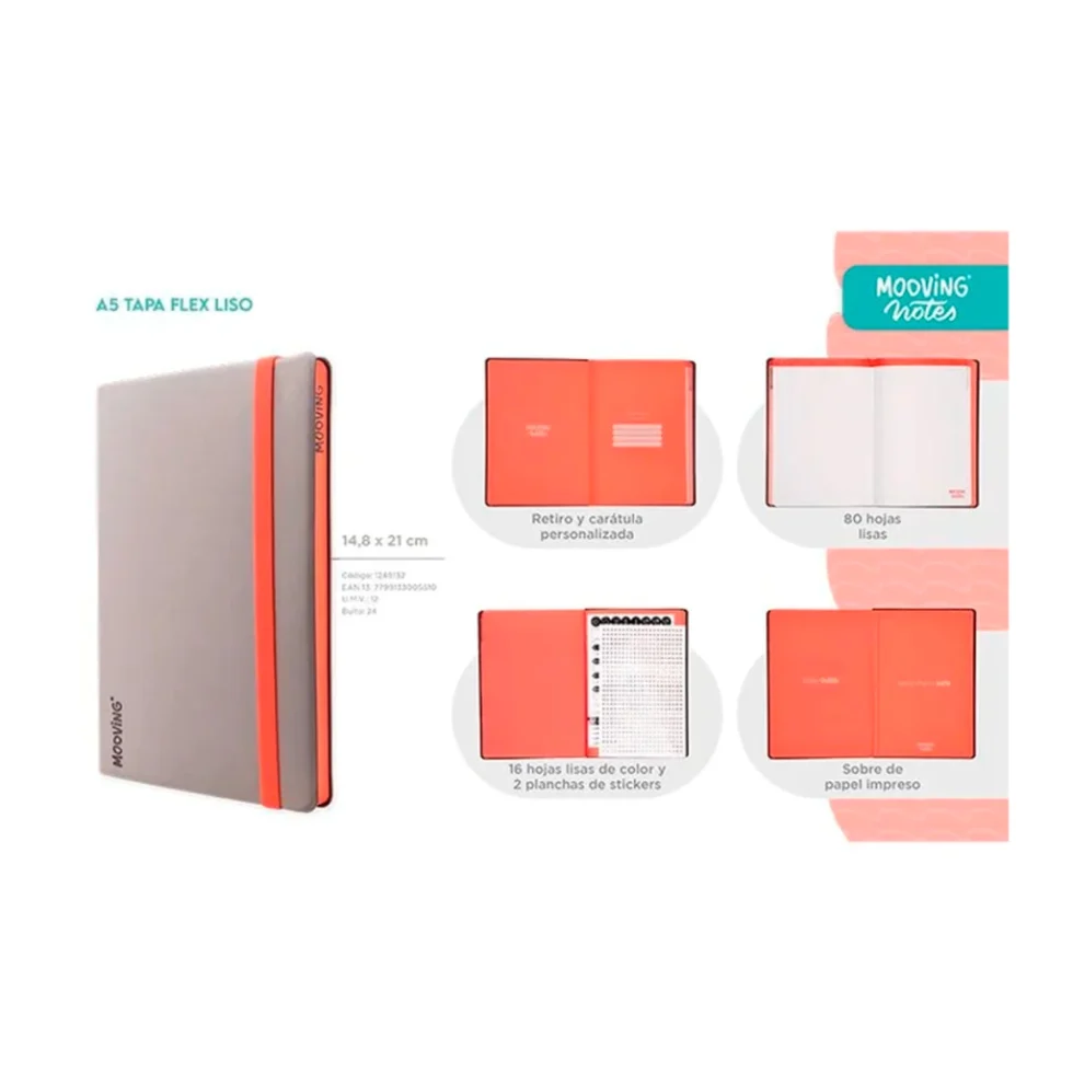 Libreta Notes Tapa Flex A5 Lisa Mooving - Imagen 7