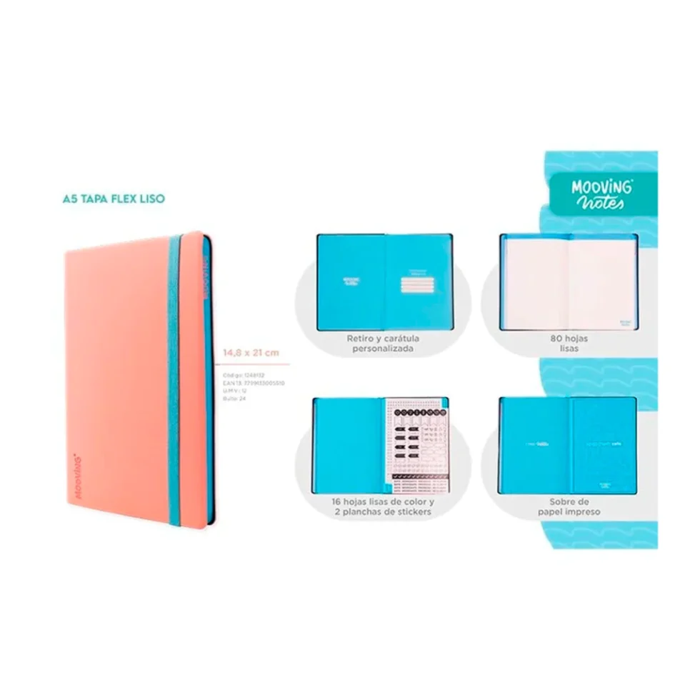 Libreta Notes Tapa Flex A5 Lisa Mooving - Imagen 9