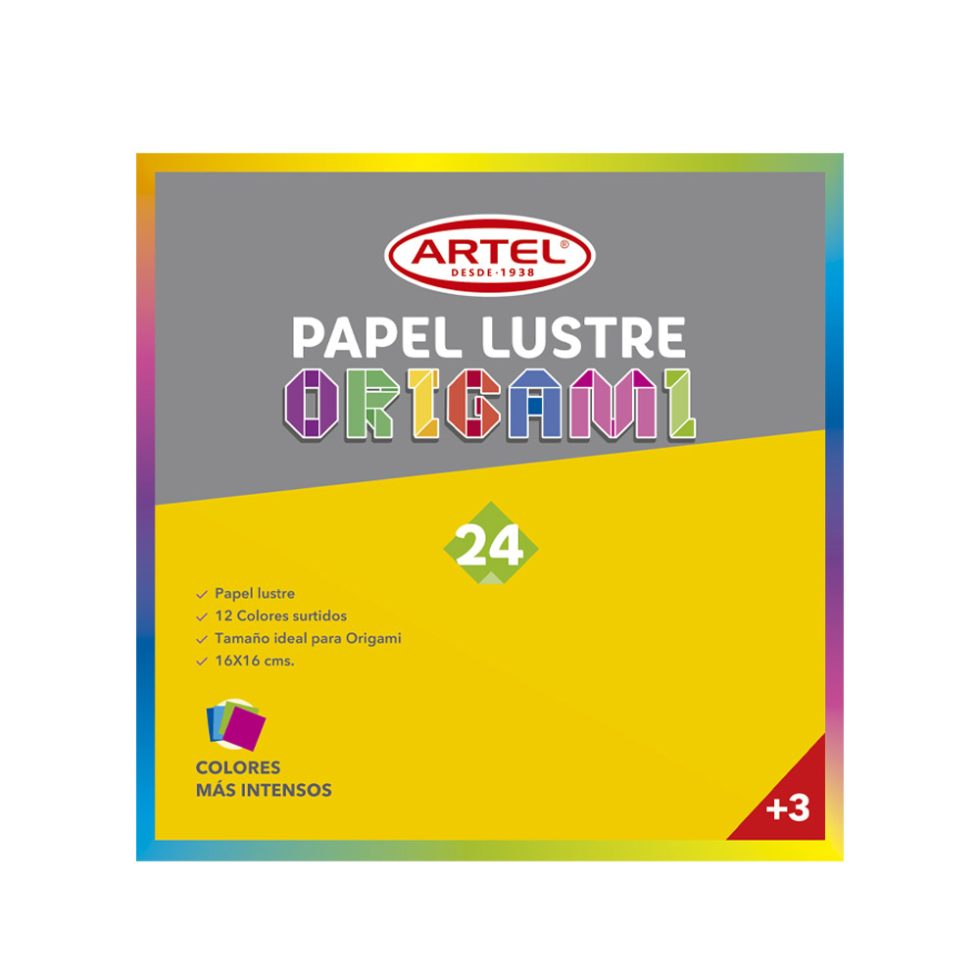 Block Papel Lustre Origami 16x16 cms. Artel
