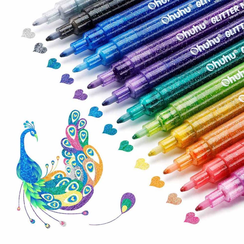 12 Marcadores Glitter Metálicos OHUHU - Imagen 2