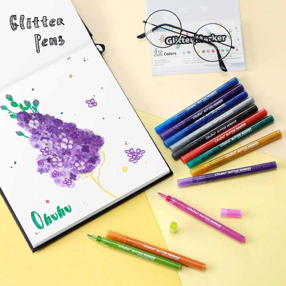 12 Marcadores Glitter Metálicos OHUHU - Imagen 5