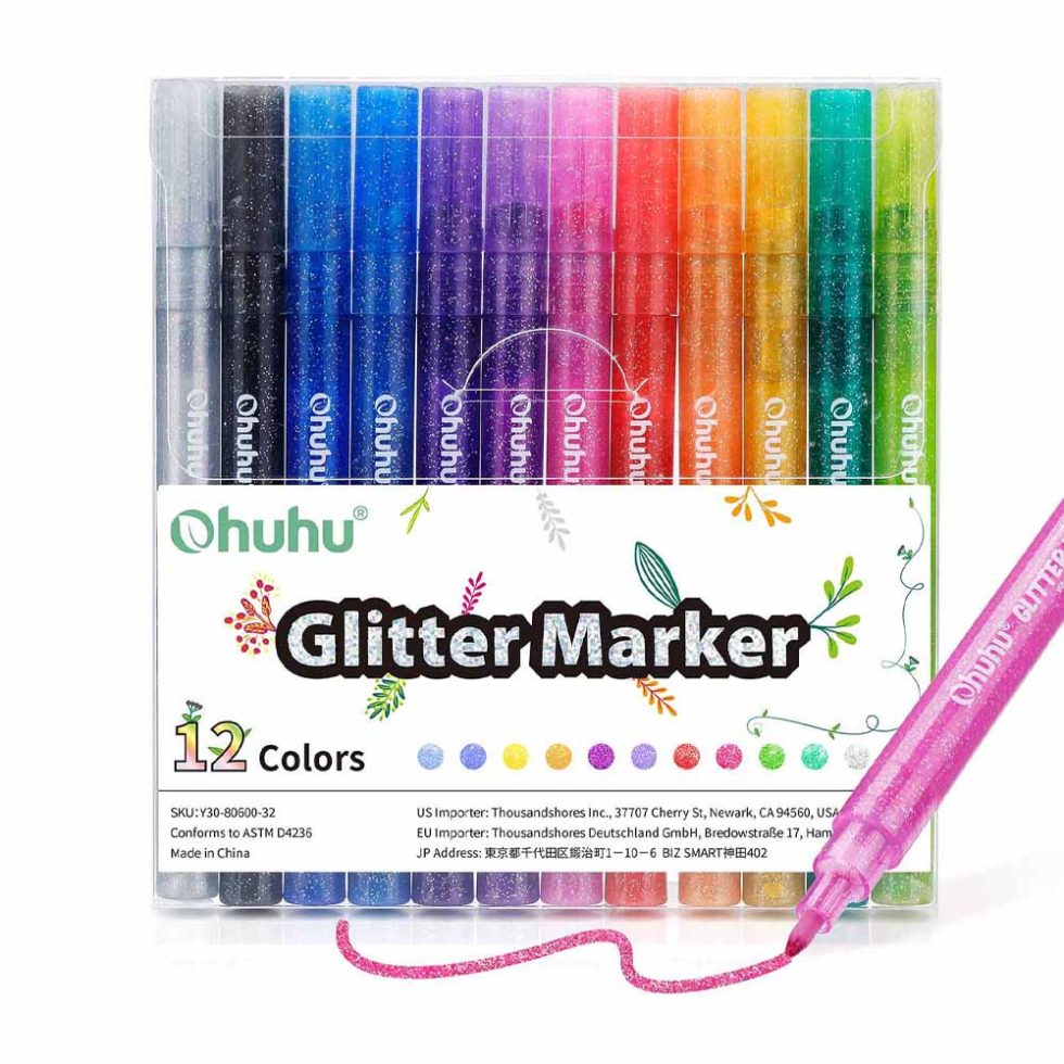 12 Marcadores Glitter Metálicos OHUHU