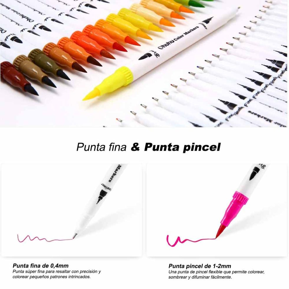 36 Marcadores Acuarelables OHUHU Doble Punta - Imagen 2