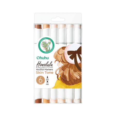6 Marcadores de Alcohol Honolulu Tonos Piel OHUHU Doble Punta