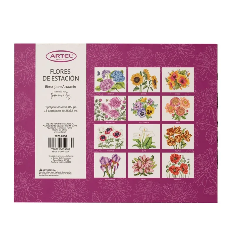 Block Acuarela Flores de Estación Artel - Imagen 2