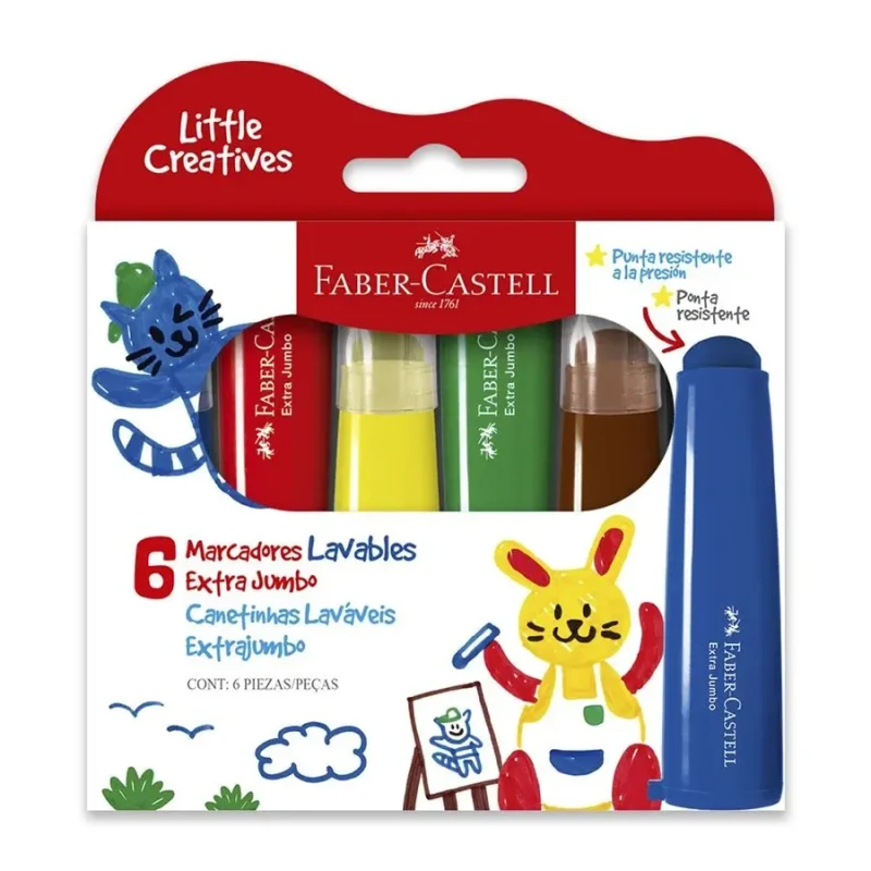 Set de 6 Marcadores Ultra Lavables Jumbo Faber Castell