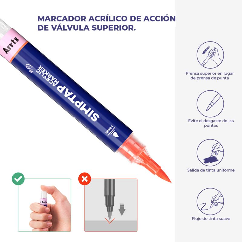 Set 24 Marcadores Acrílicos Punta Pincel ARRTX - Imagen 2
