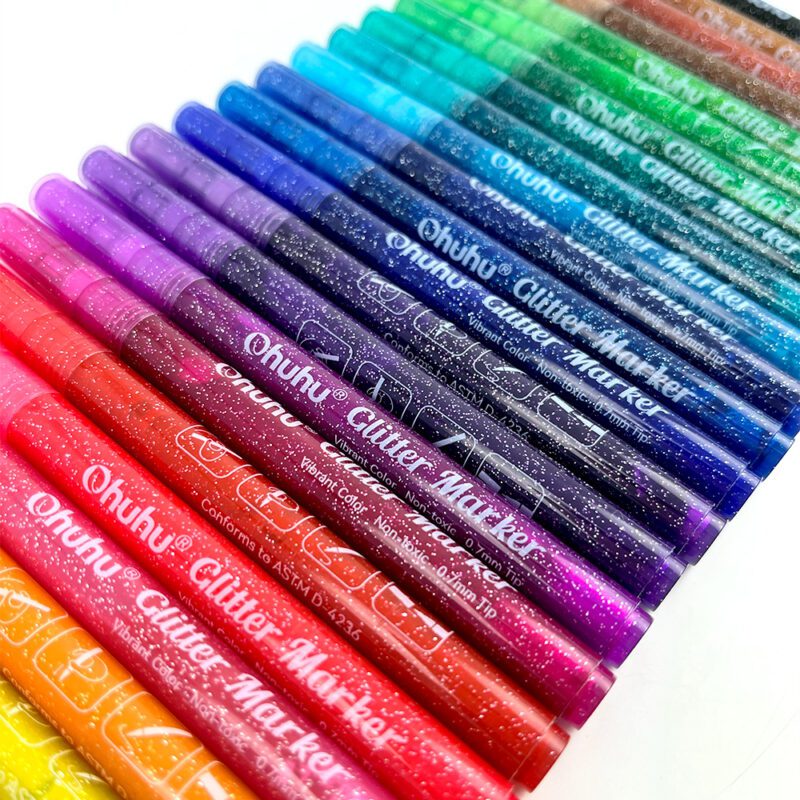 24 Marcadores Acrílicos Glitter Metálicos OHUHU
