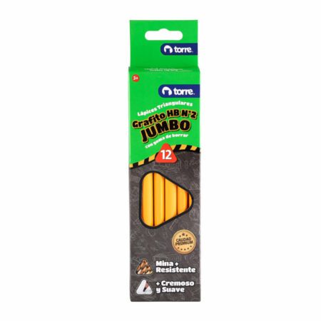 Caja 12 lápices grafito Jumbo con goma Torre