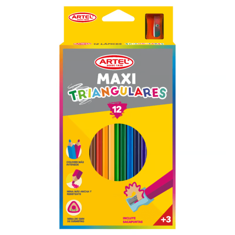 Set de 12 Lápices de Colores Maxi Artel + Sacapunta
