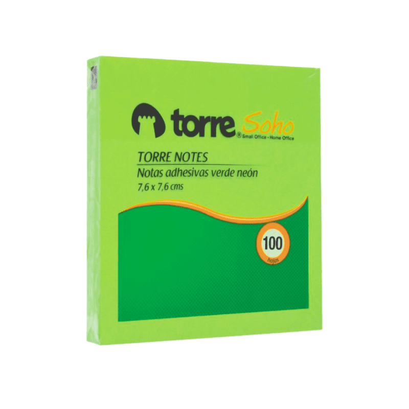 Cubo Notas Adhesivas Verde Torre