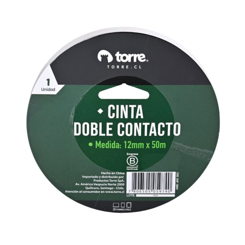 Cinta Doble Contacto 12mm x 50m Torre