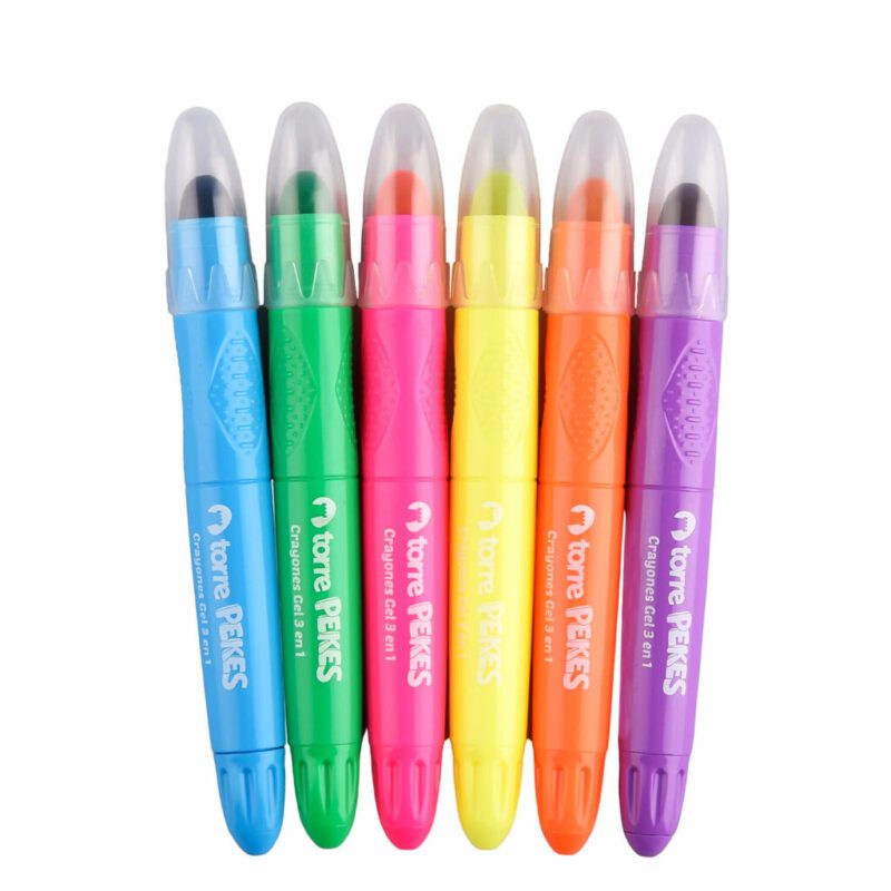 Set 6 Crayones Gel 3 en 1 Fluor Pekes Torre - Imagen 2