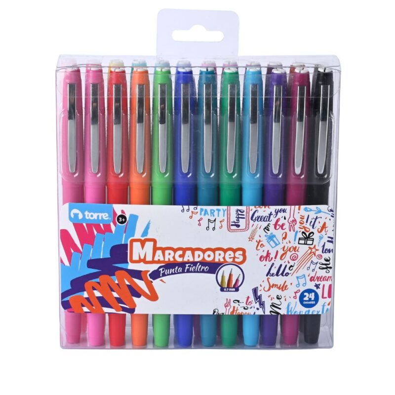 Set 24 Marcadores Punta Fieltro 0.7mm Torre