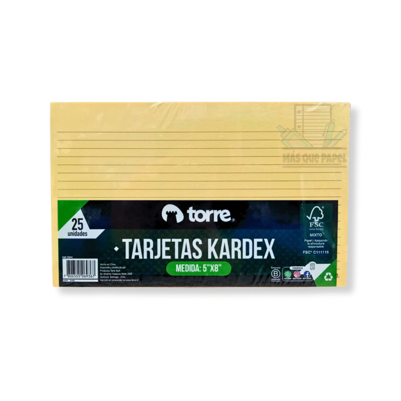 Set 25 Tarjetas Kardex Torre