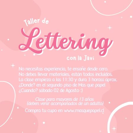 Taller iniciación en Lettering Sábado 02 de Agosto