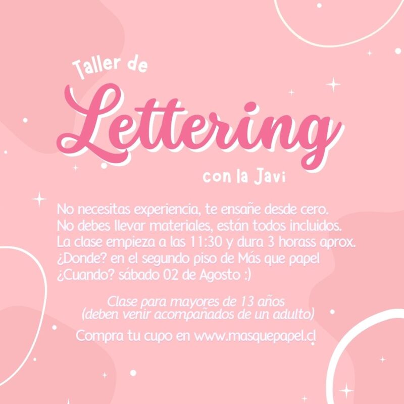 Taller iniciación en Lettering Sábado 02 de Agosto